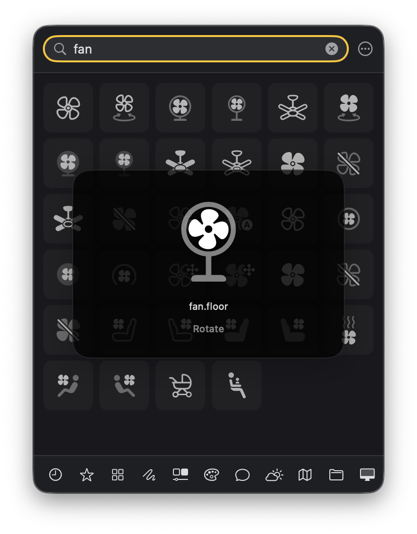 Previewing the animation of the symbol fan.floor